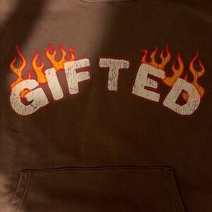 GIFTED Flame-Graphic Brown Hoodie